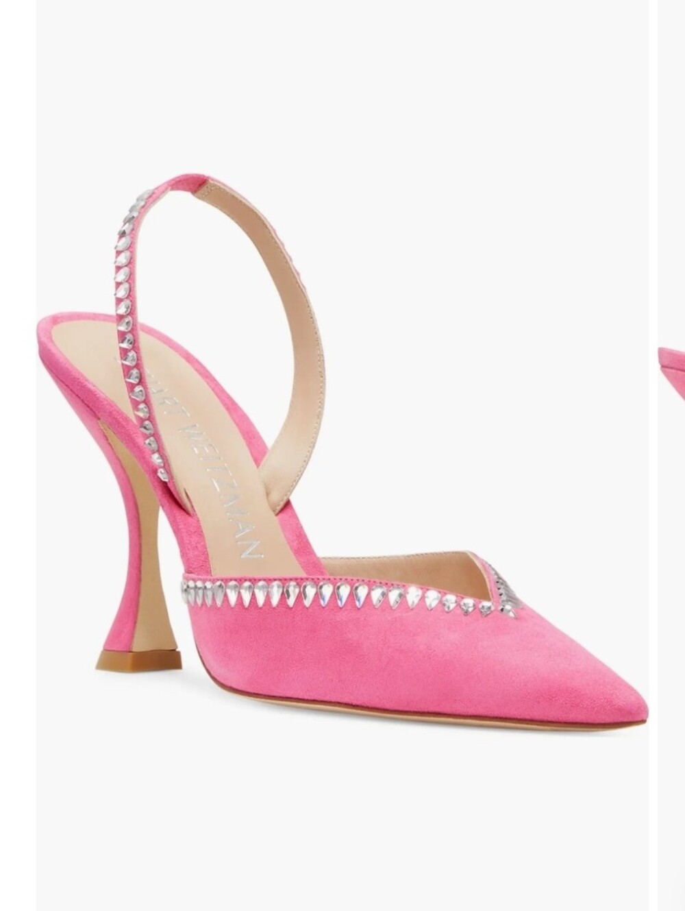 New Stuart Weitzman Gemcut Curve Pointed Toe Slingback Pump Size 6.5